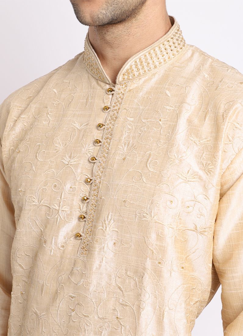 Buy Ivory Resham Jaal Kurta Churidaar Set