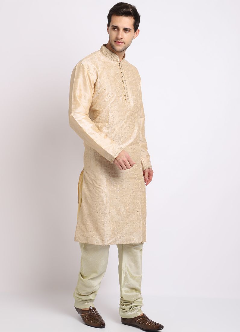 Buy Ivory Resham Jaal Kurta Churidaar Set
