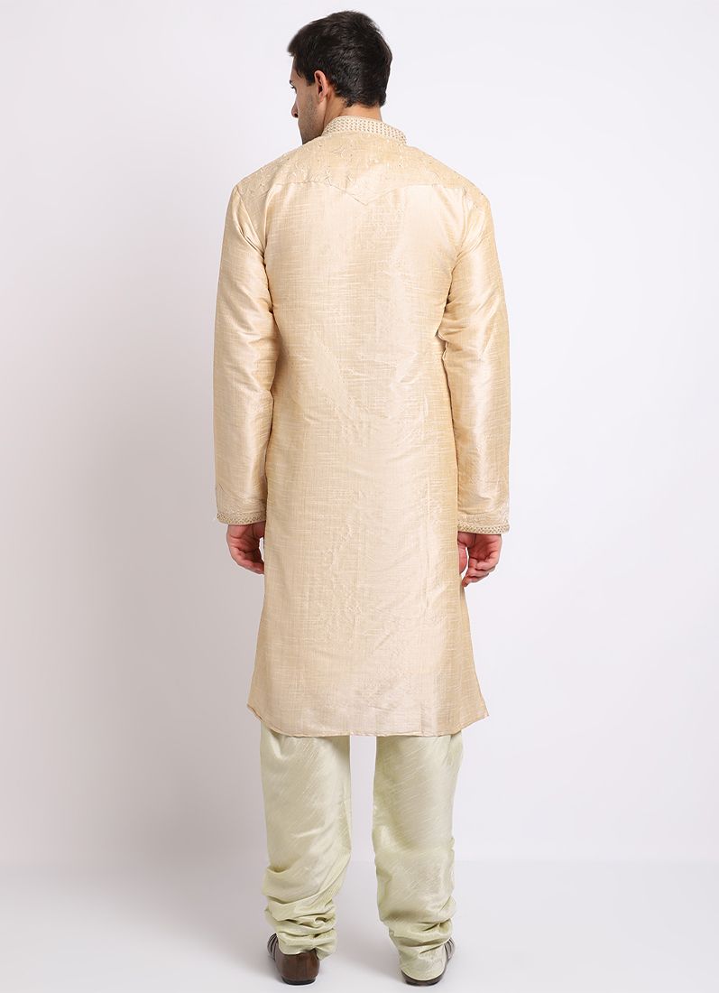 Buy Ivory Resham Jaal Kurta Churidaar Set