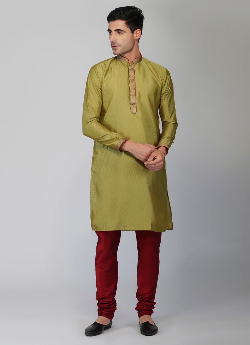 Buy Green Embroidered Kurta Churidaar Set
