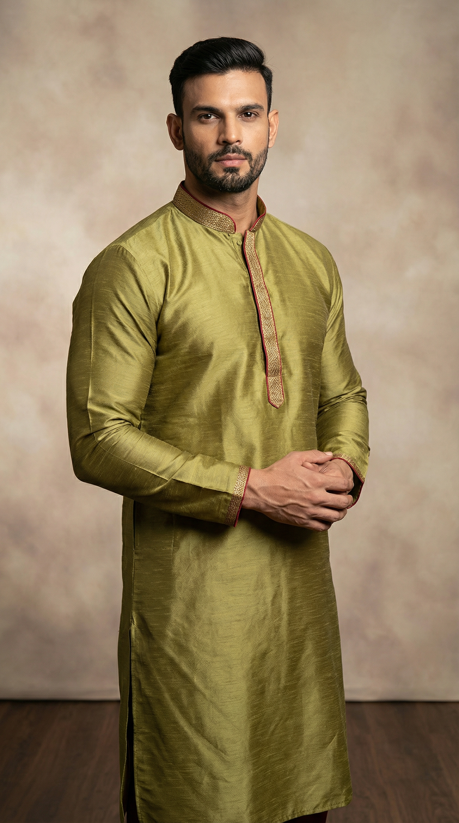 Green Embroidered Kurta Churidaar Set