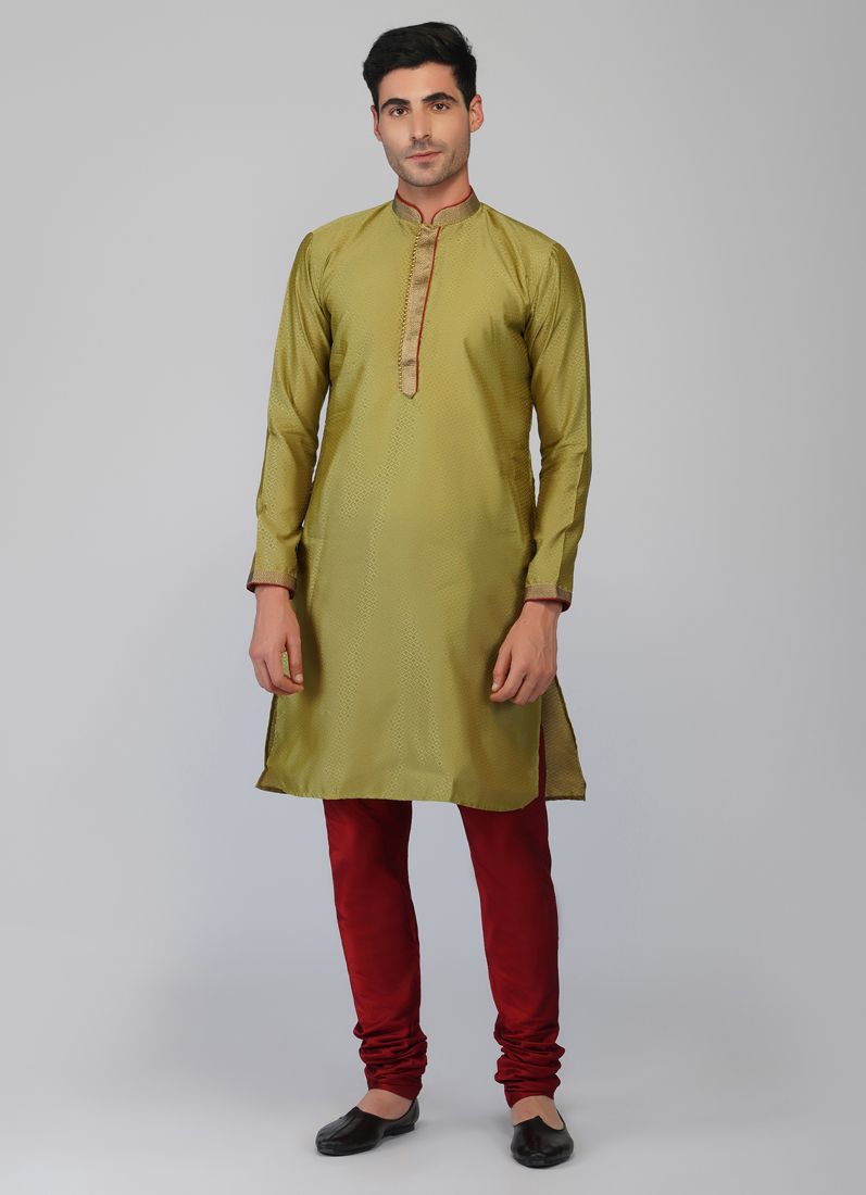 Buy Green Embroidered Kurta Churidaar Set