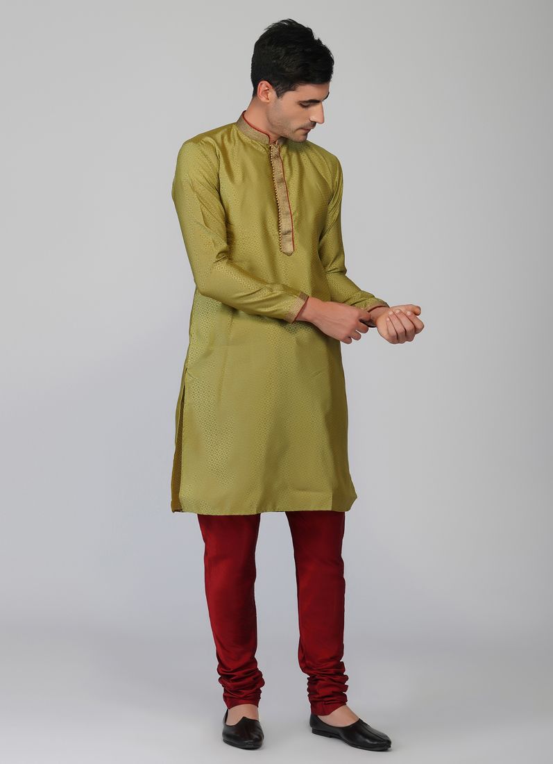 Buy Green Embroidered Kurta Churidaar Set