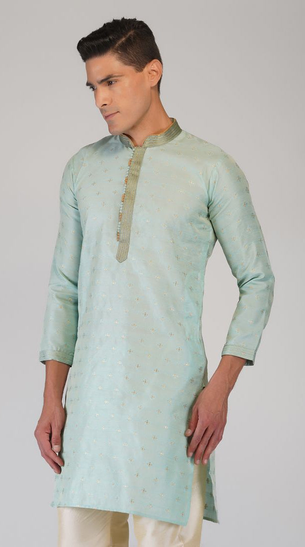 Buy Aqua Buty Embroidered Kurta Churidaar Set