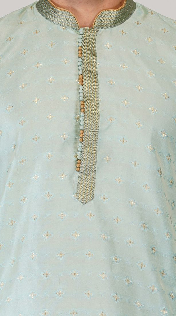 Buy Aqua Buty Embroidered Kurta Churidaar Set