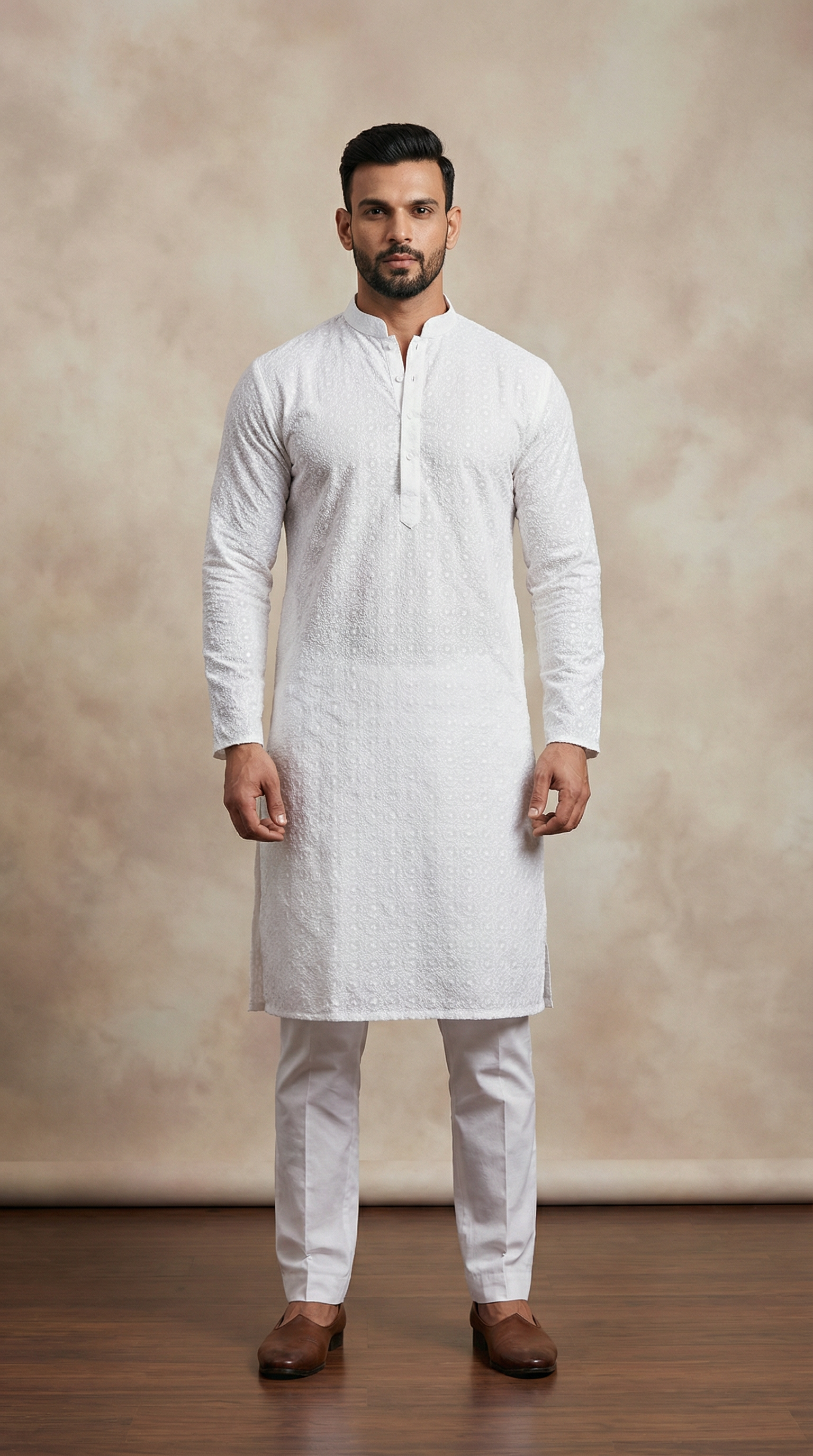 White Chikankari Kurta Churidaar Set