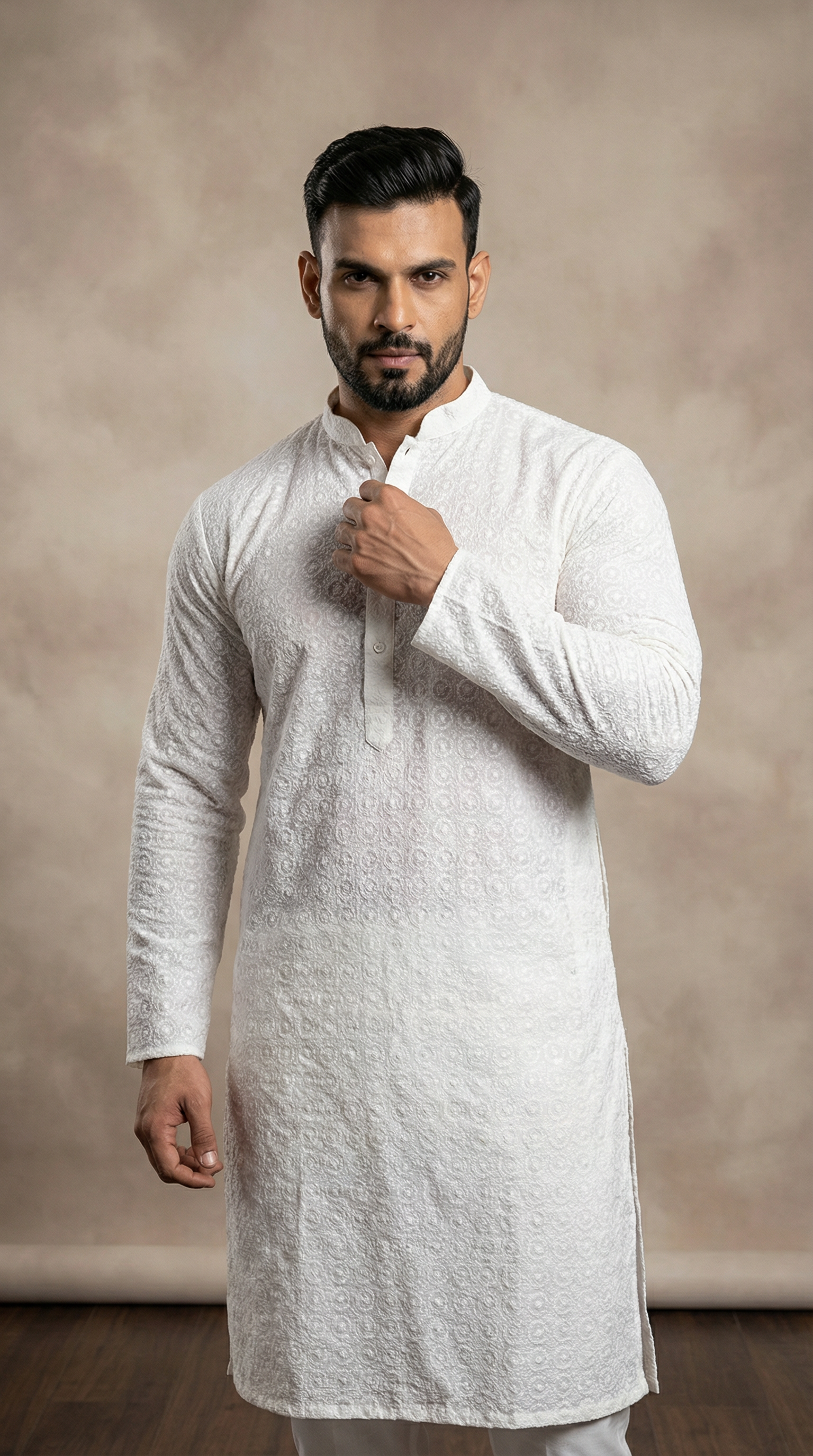 White Chikankari Kurta Churidaar Set