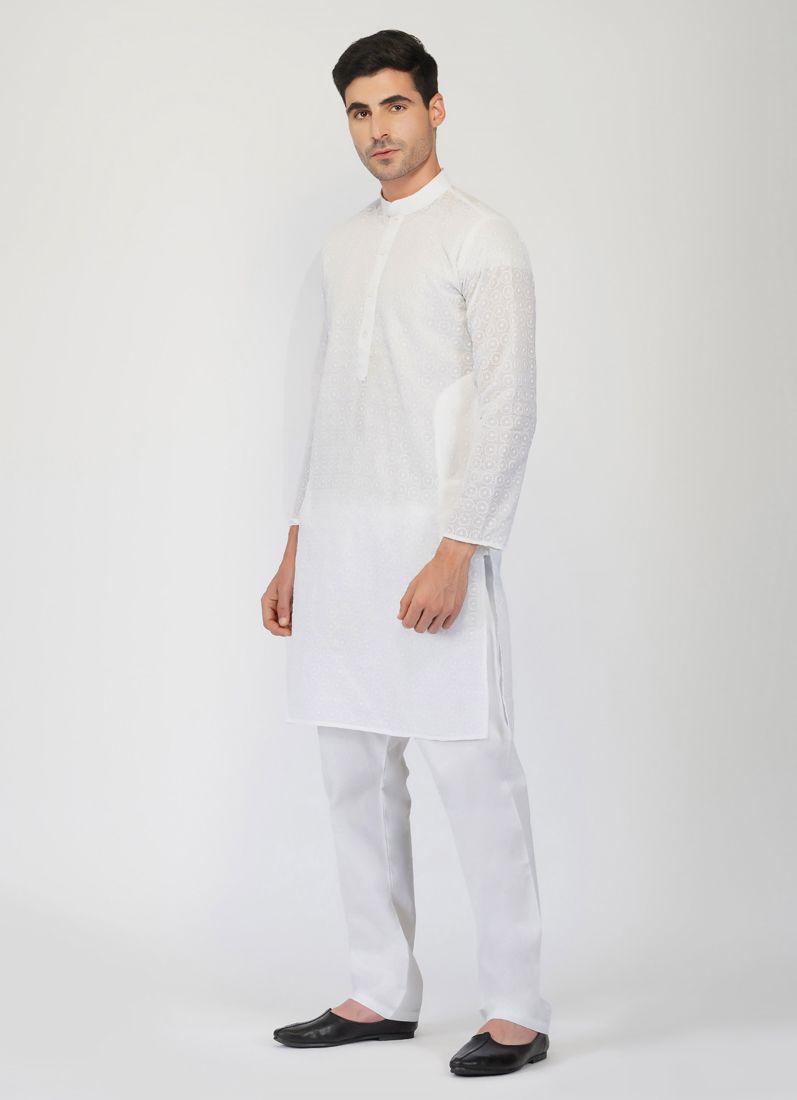 Buy White Chikankari Kurta Churidaar Set
