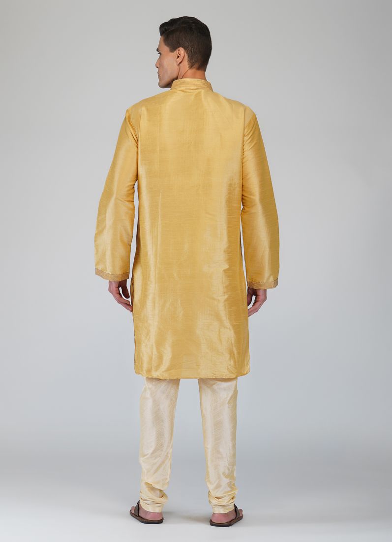 Buy Gold Pintuck Kurta Churidaar Set