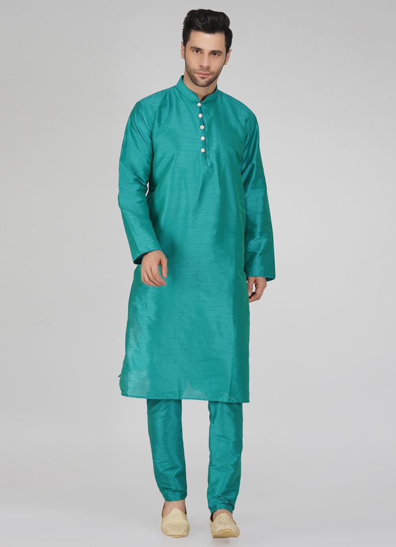 Men's Stylish Teal Kurta Pyjama Set