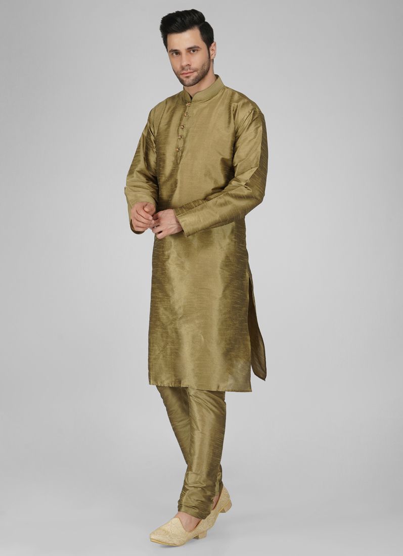 Buy Men's Stylish Gold Kurta Pyjama Set