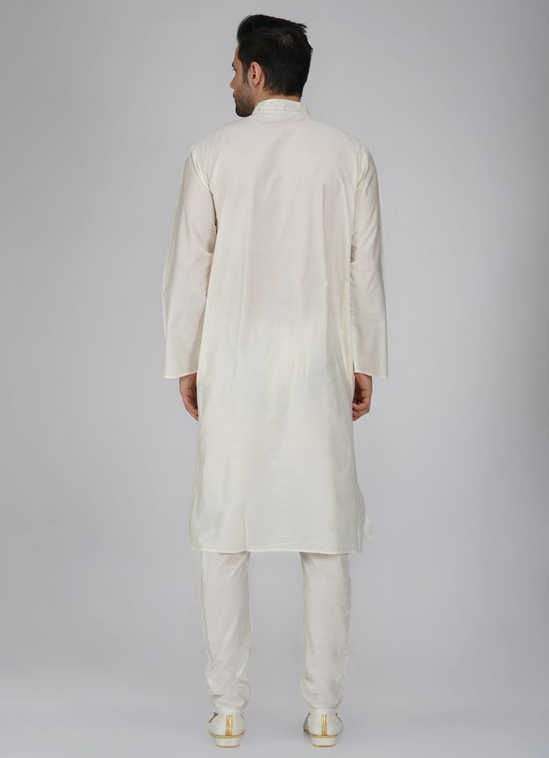 Buy Men's Smart Off White Aligarh Pyjama Set