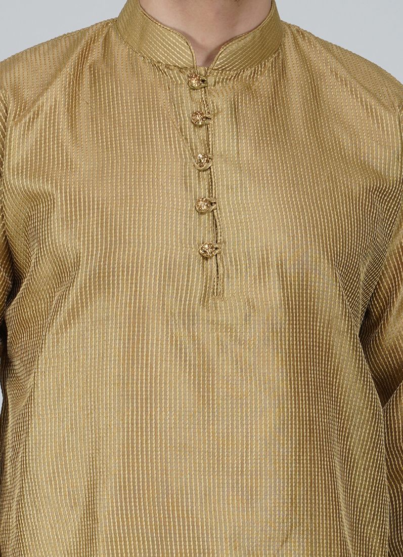 Buy Men's Gold Pinstriped Salwar Kameez