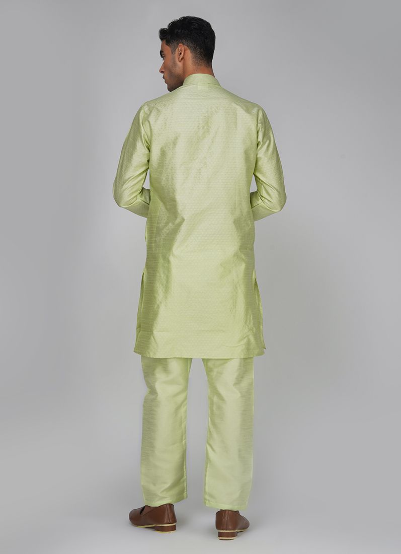 Buy Men's Green Jacquard Kurta Set