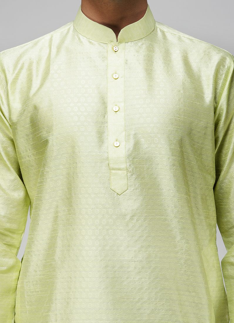 Buy Men's Green Jacquard Kurta Set