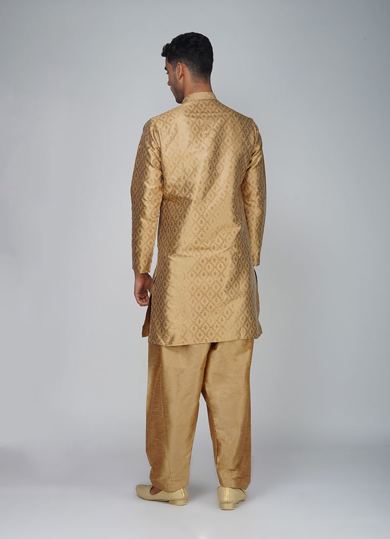 Buy Men's Gold Brocade Salwar Kurta Set