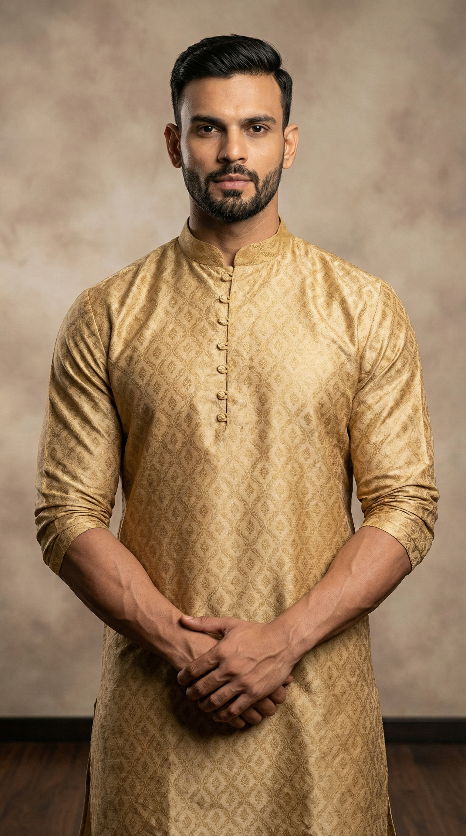 Men's Gold Brocade Salwar Kurta Set