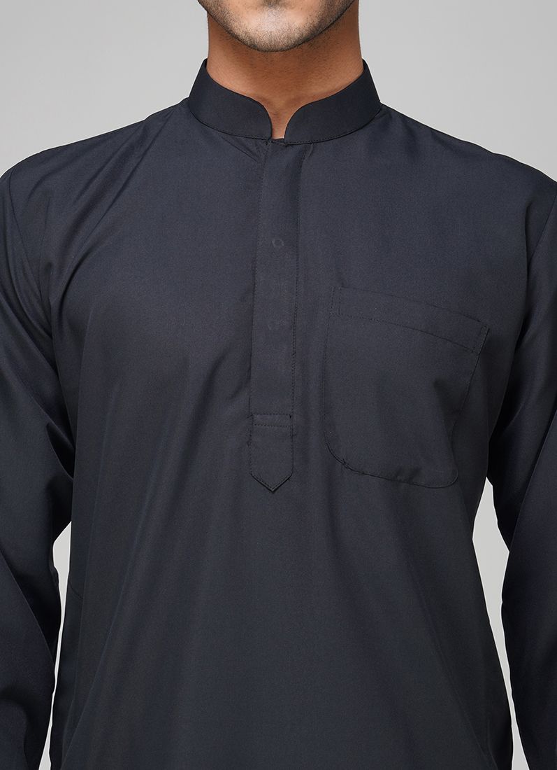 Buy Men's Black Polyester Salwar Kurta Set
