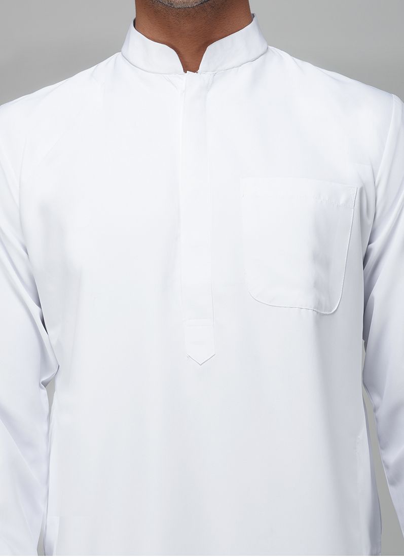 Men's White Polyester Salwar Kurta Set