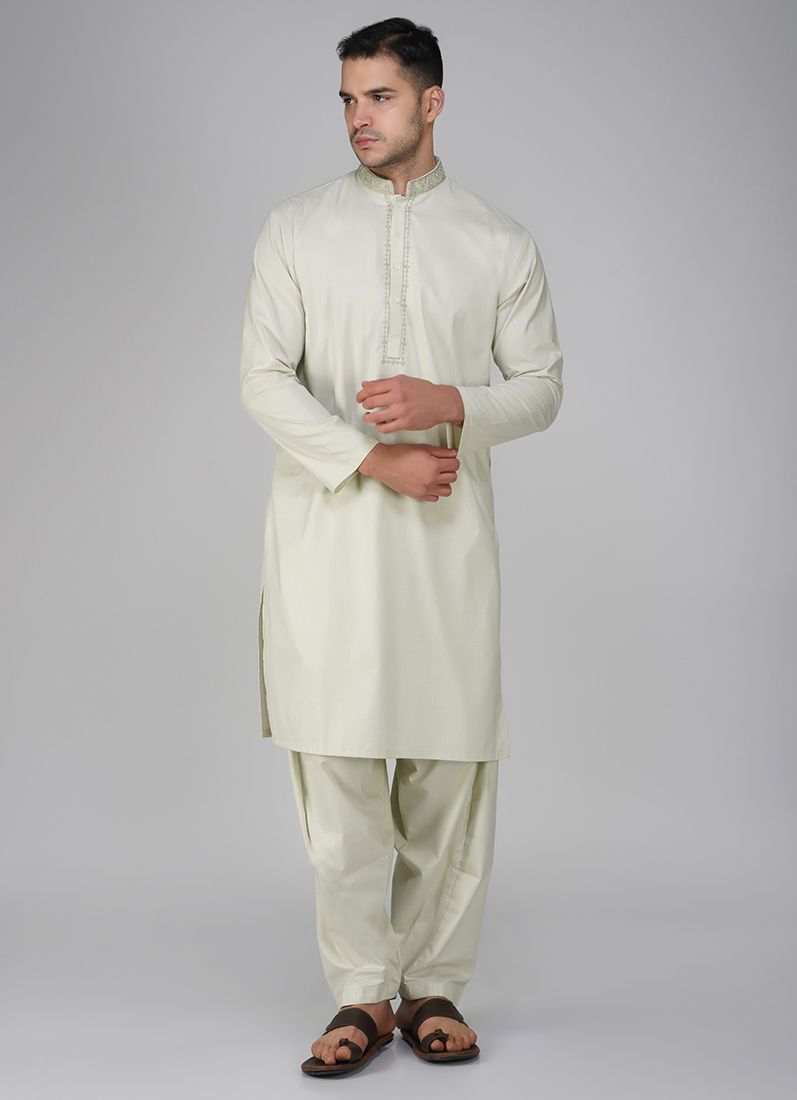 Buy Light Grey Cotton Kurta Salwar Set