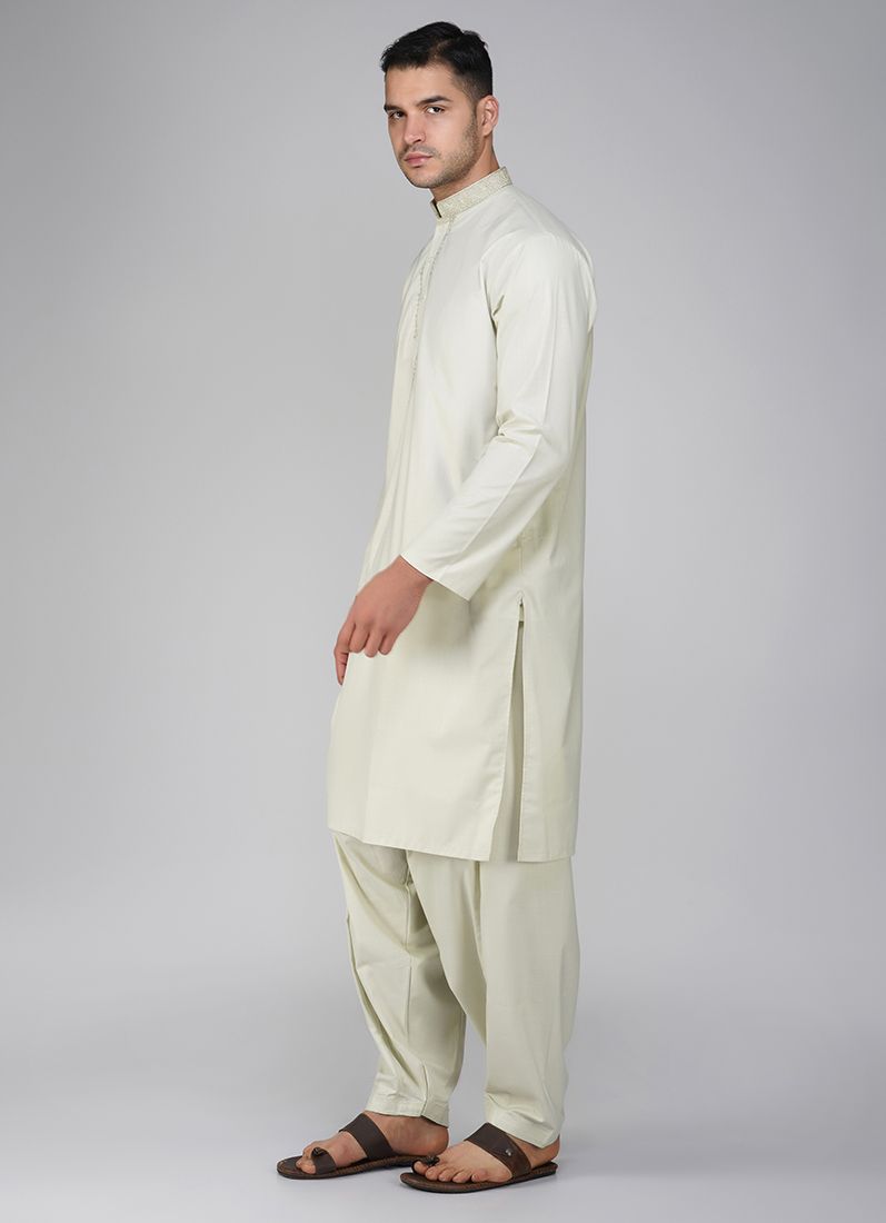 Buy Light Grey Cotton Kurta Salwar Set