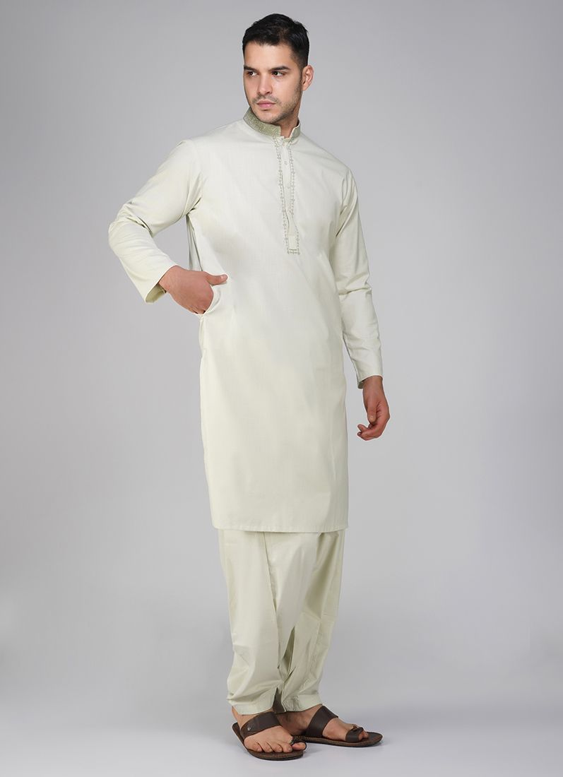 Buy Light Grey Cotton Kurta Salwar Set