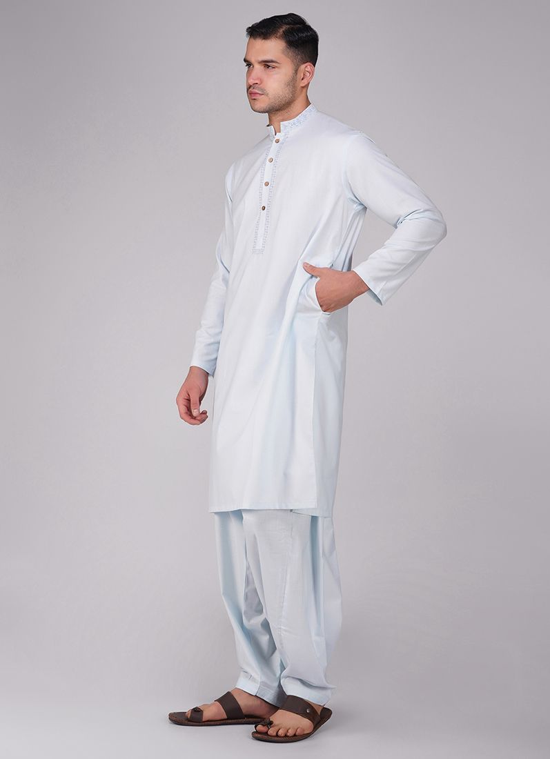 Buy Light Blue Cotton Kurta Salwar Set