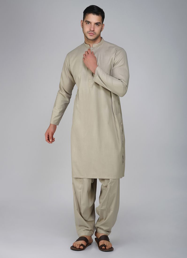 Buy Grey Cotton Kurta Salwar Set