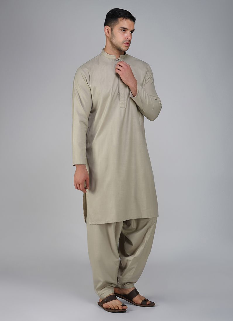 Buy Grey Cotton Kurta Salwar Set