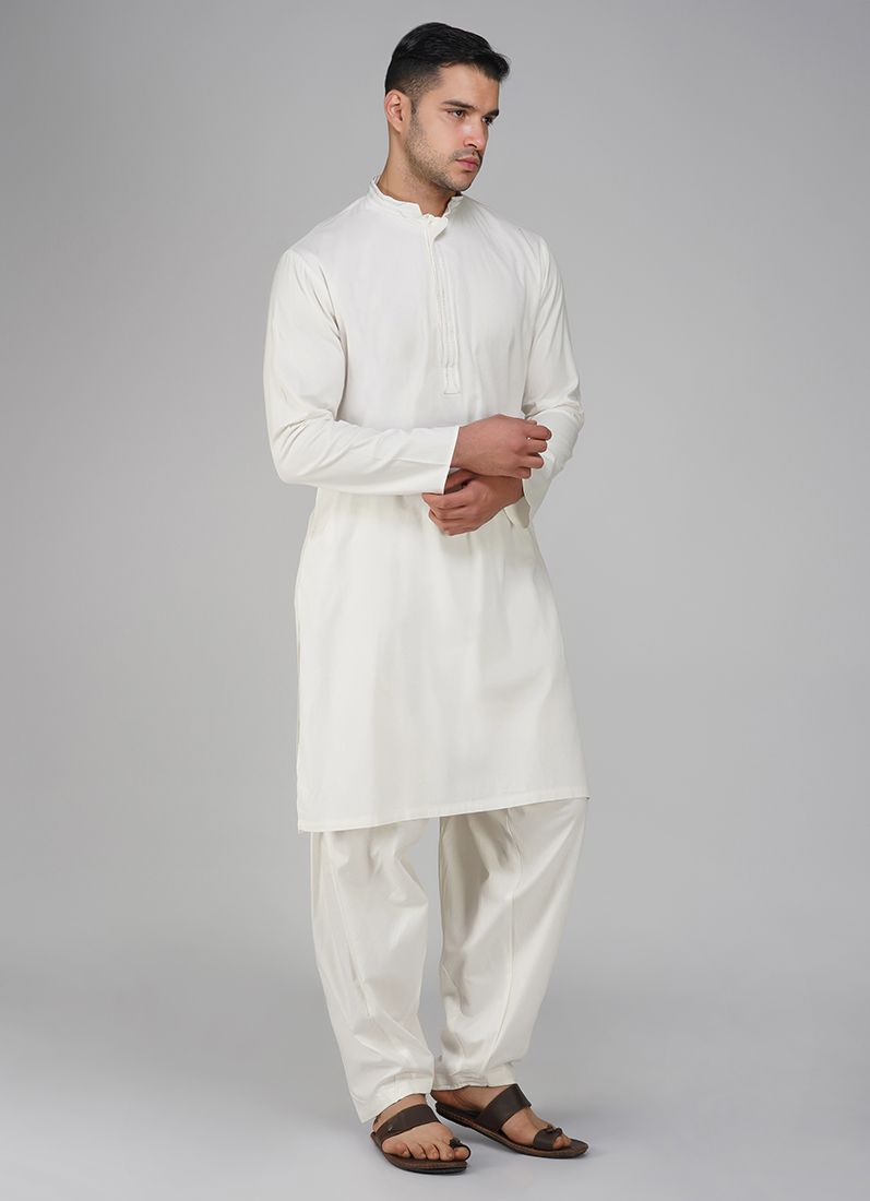 Buy White Cotton Kurta Set