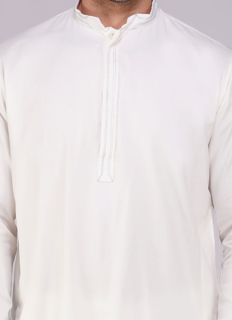 Buy White Cotton Kurta Set