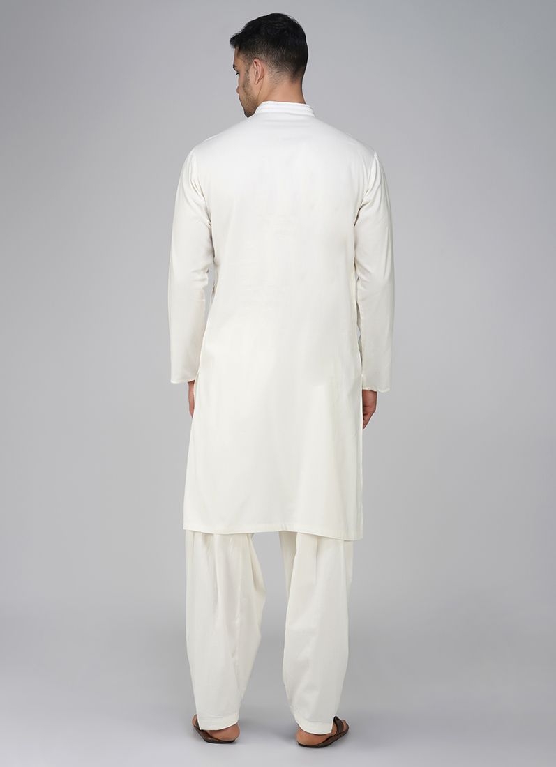 Buy White Cotton Kurta Set