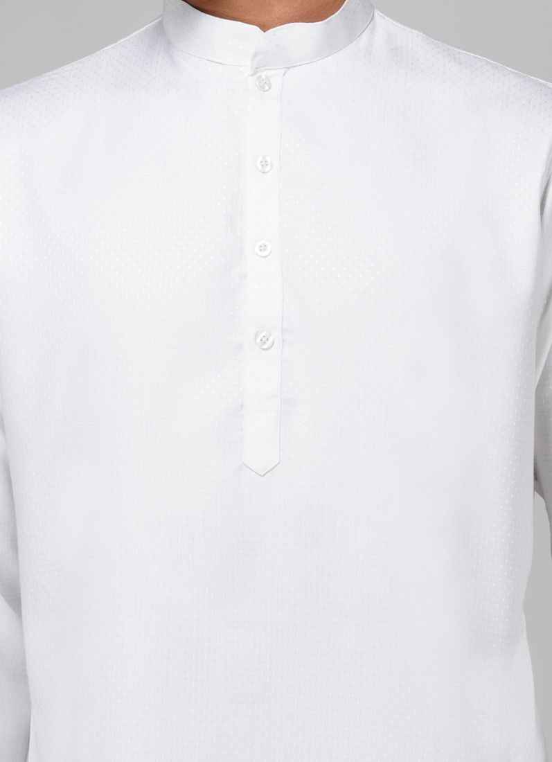 Buy Men's White Dobby Kurta Pajama Set