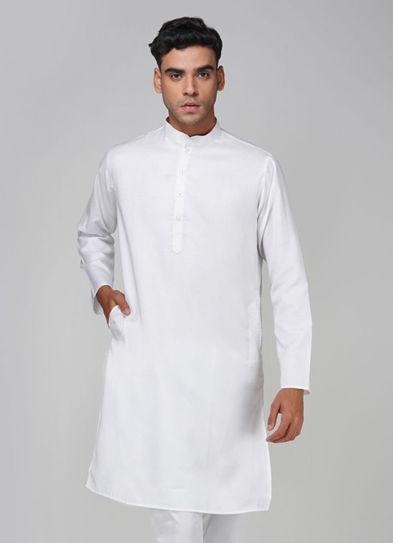 Buy Men's White Dobby Kurta Pajama Set