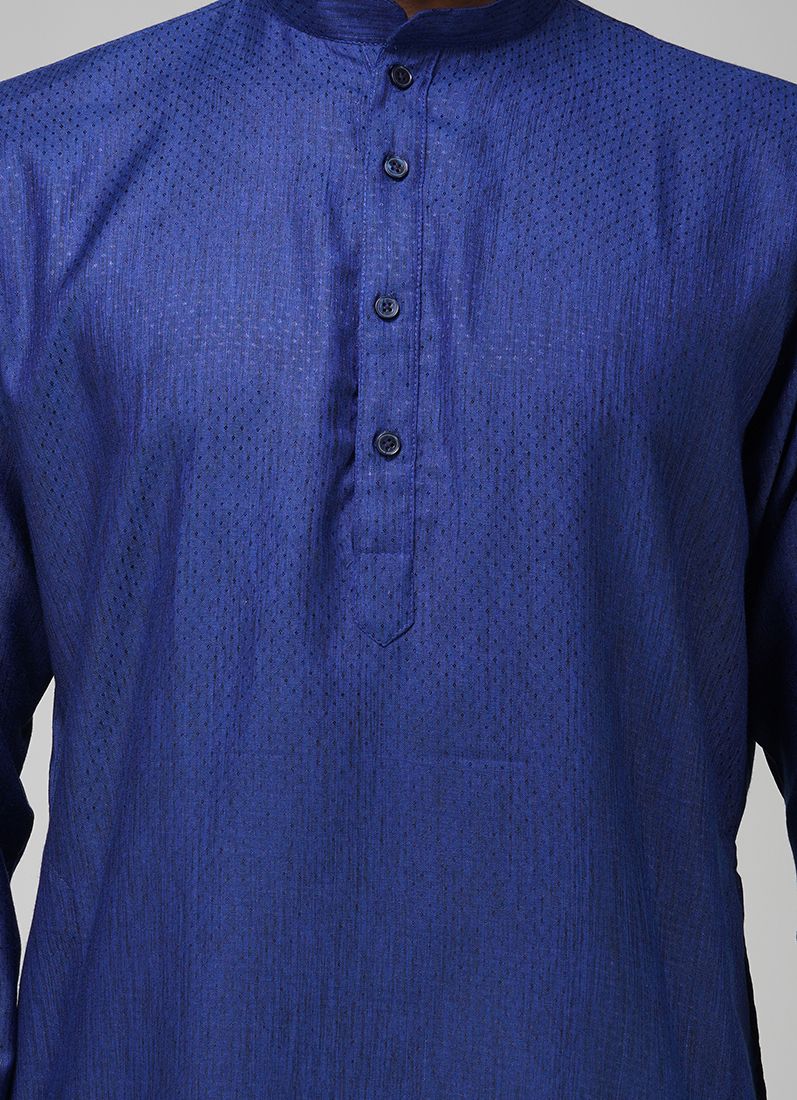 Buy Men's Navy Blue Dobby Kurta Pajama Set
