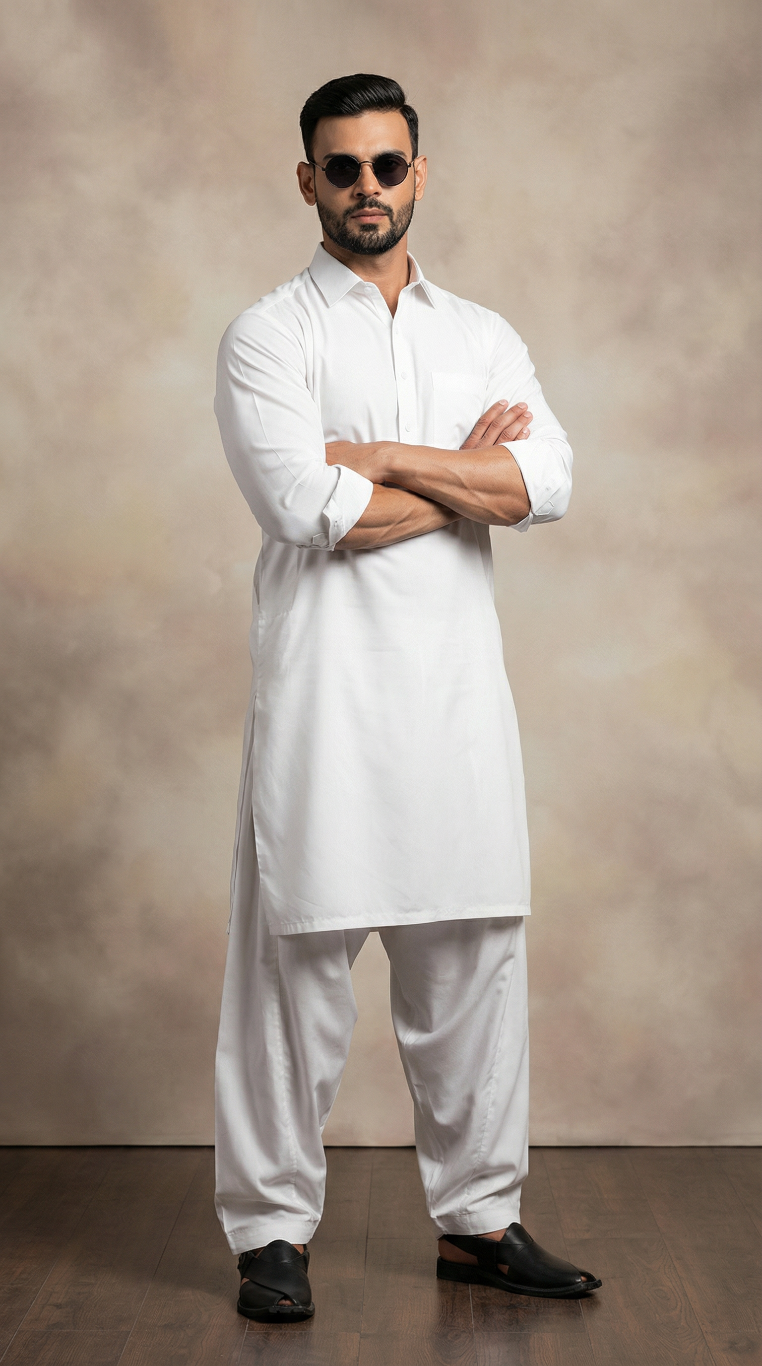 Men's Cream Pathani Set