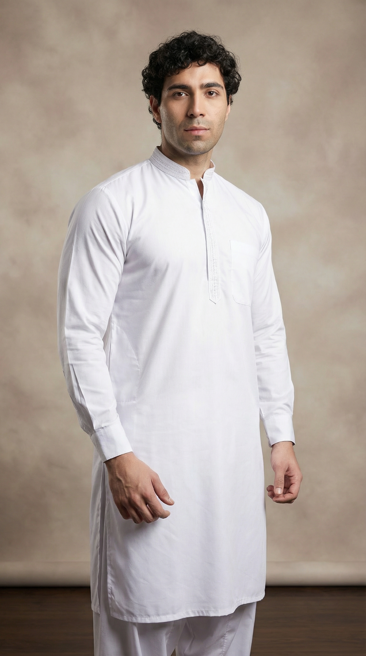 Men's White Embroidered Salwar Set