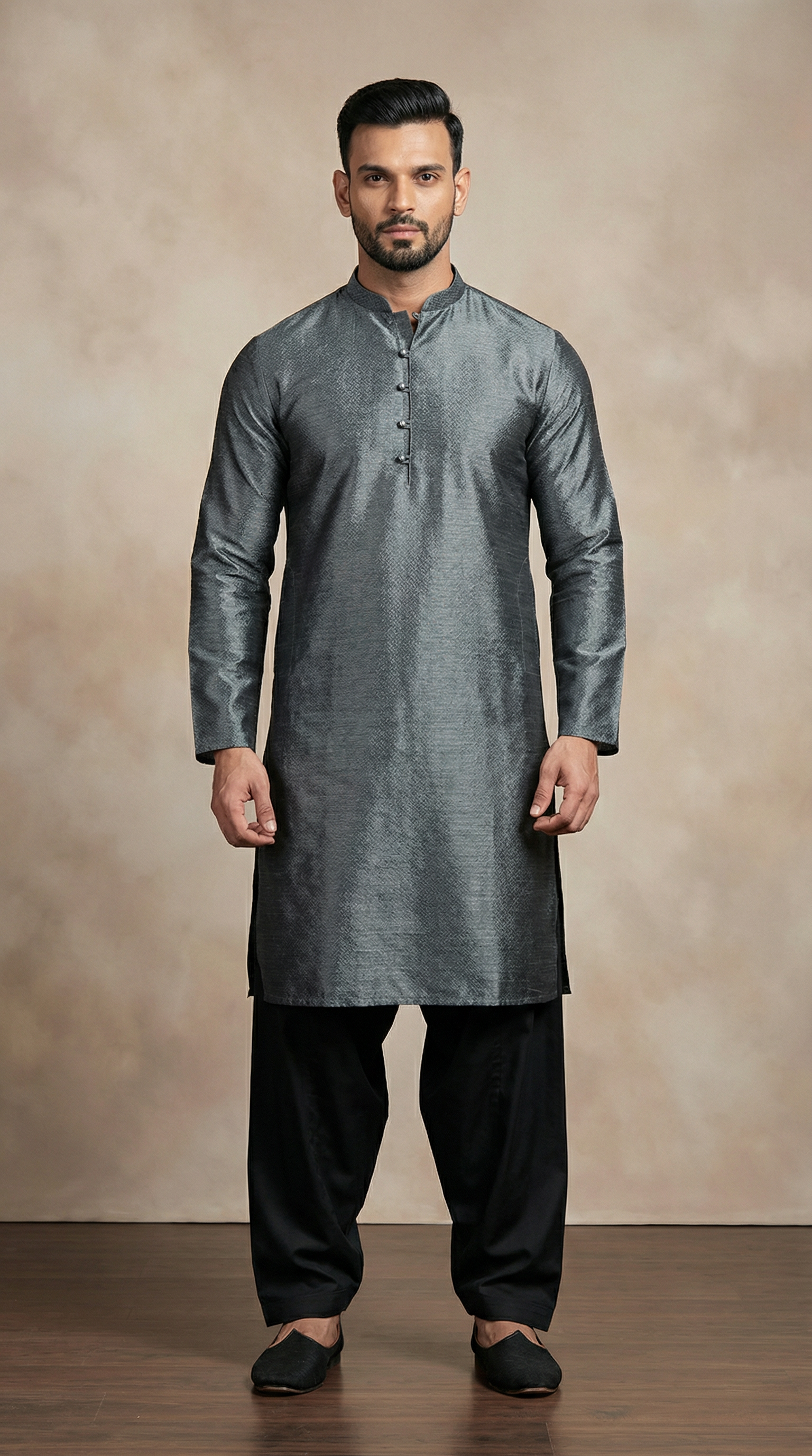 Men’s Grey Luxury Jacquard Shalwar Kameez