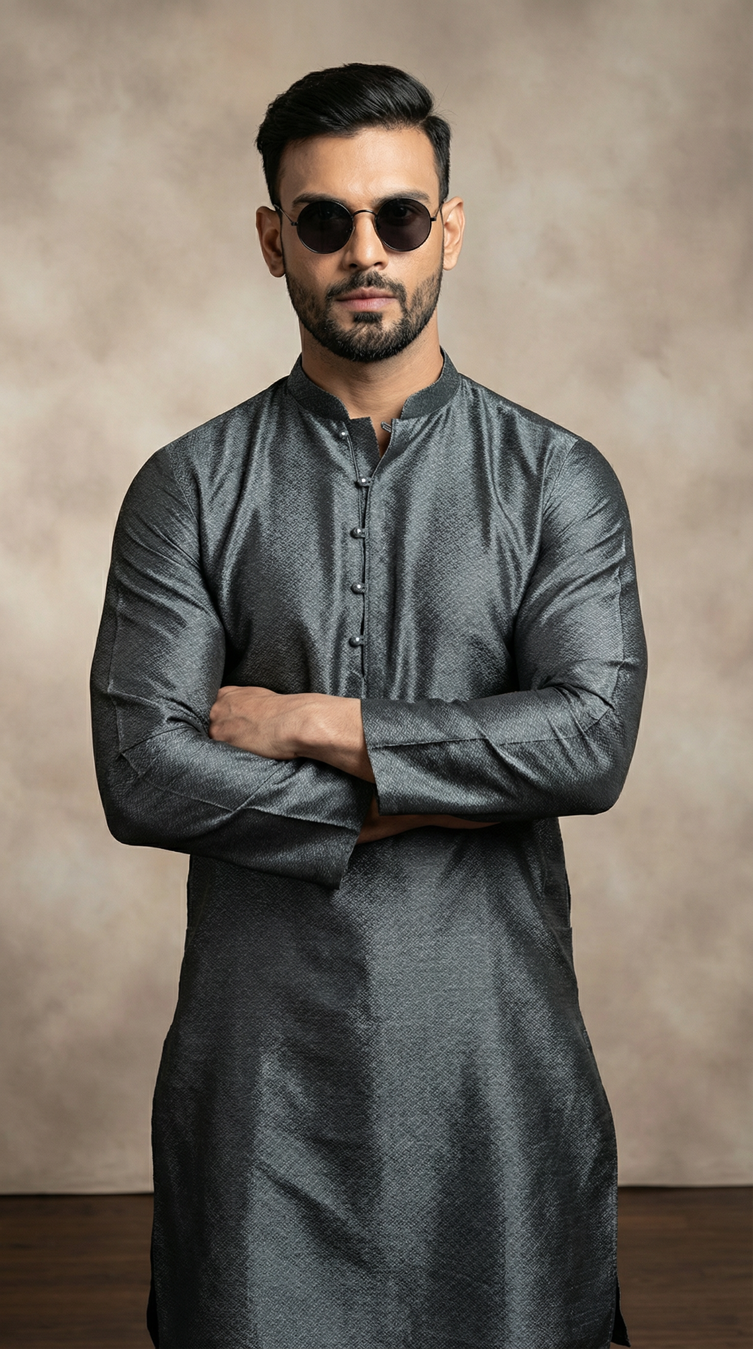 Men’s Grey Luxury Jacquard Shalwar Kameez