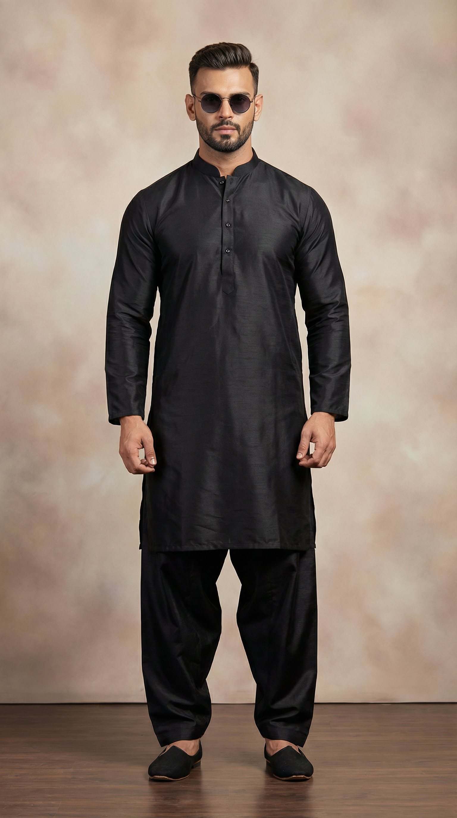 Men's Black Jacquard Shalwar Kameez