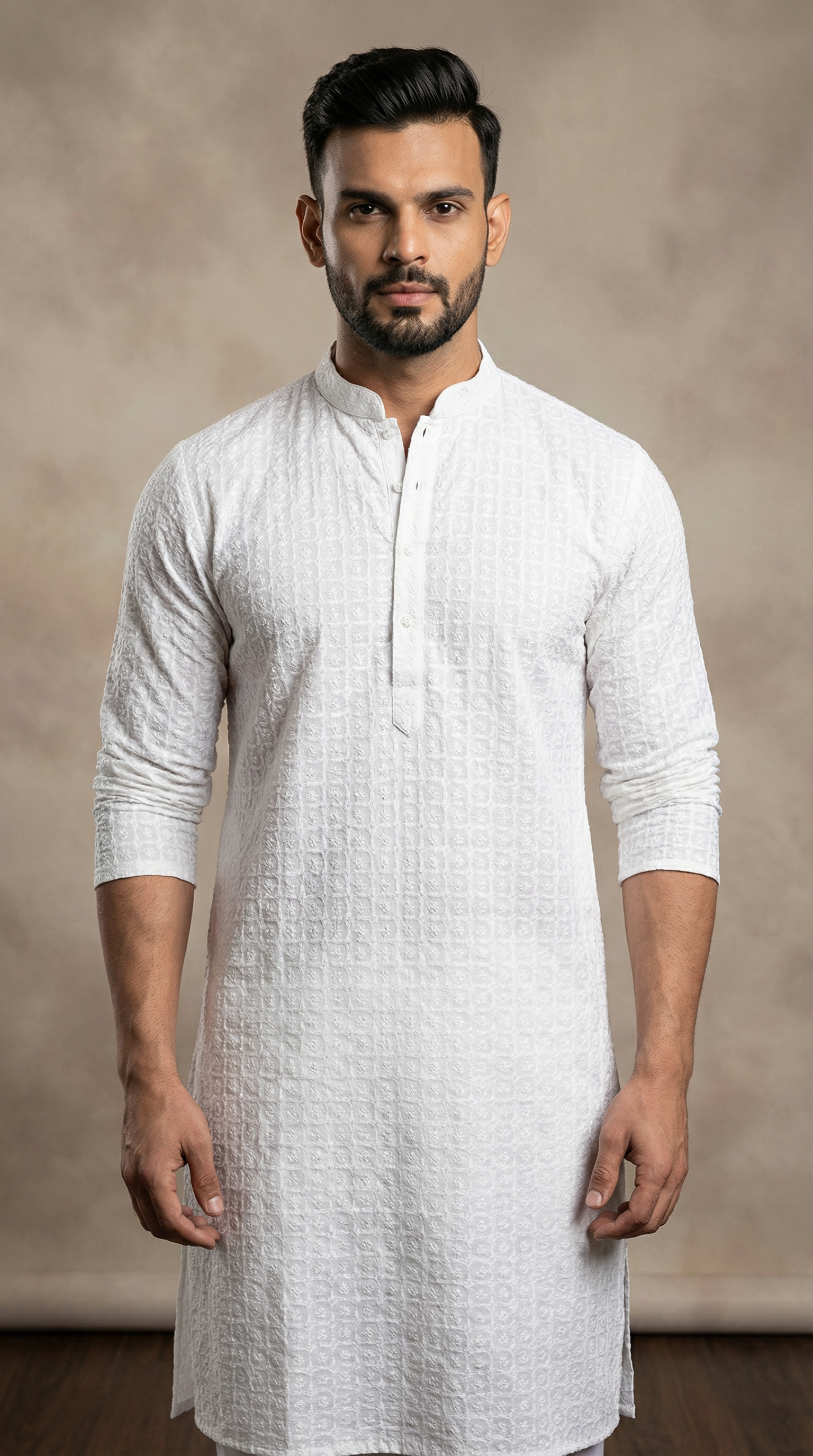 Men's White Chikankari Kurta Salwar Set