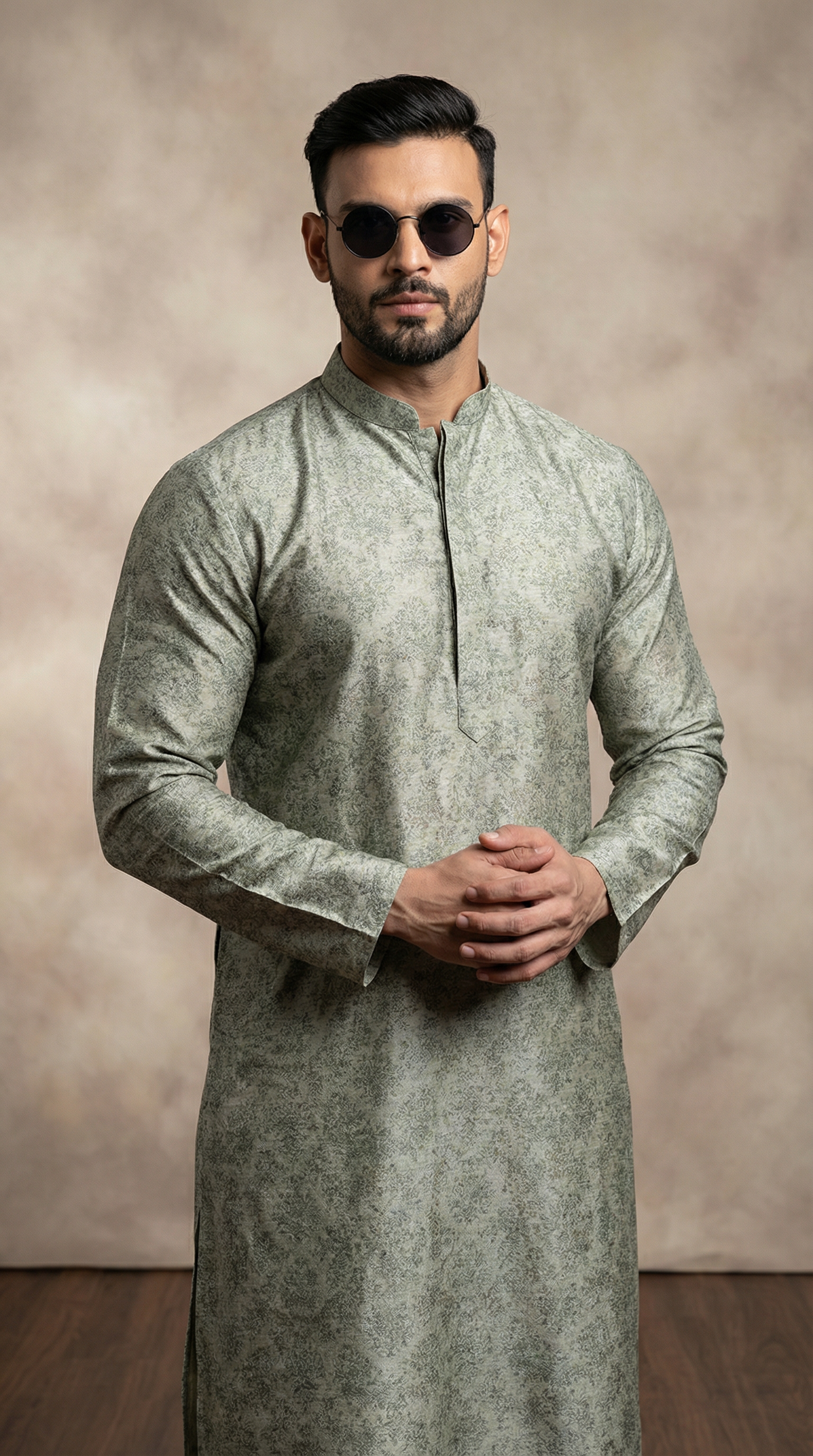 Men’s Pista Floral Printed Kurta Pyjama – Premium Traditional Wear