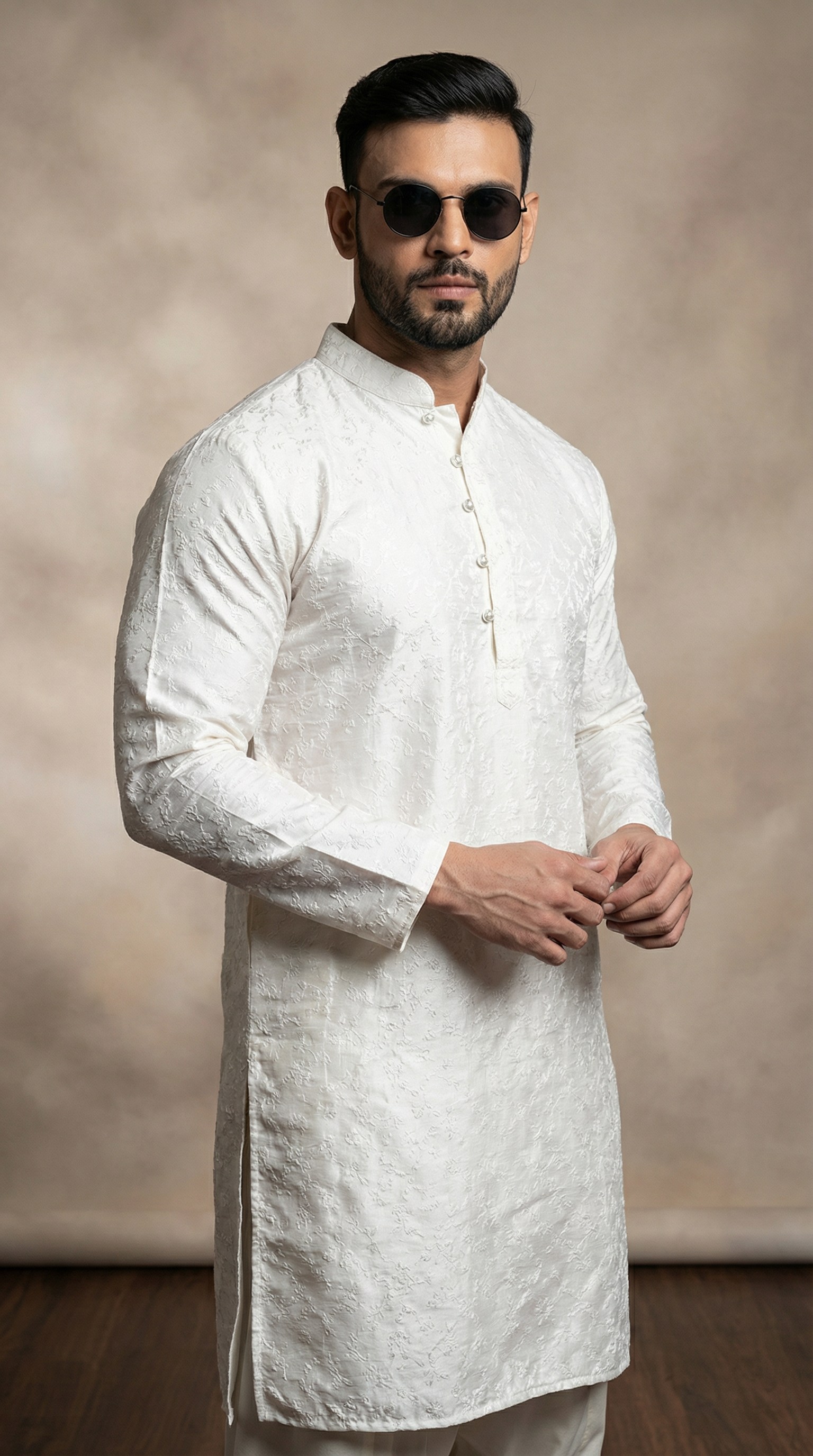 Men's Ivory Brocade Salwar Set