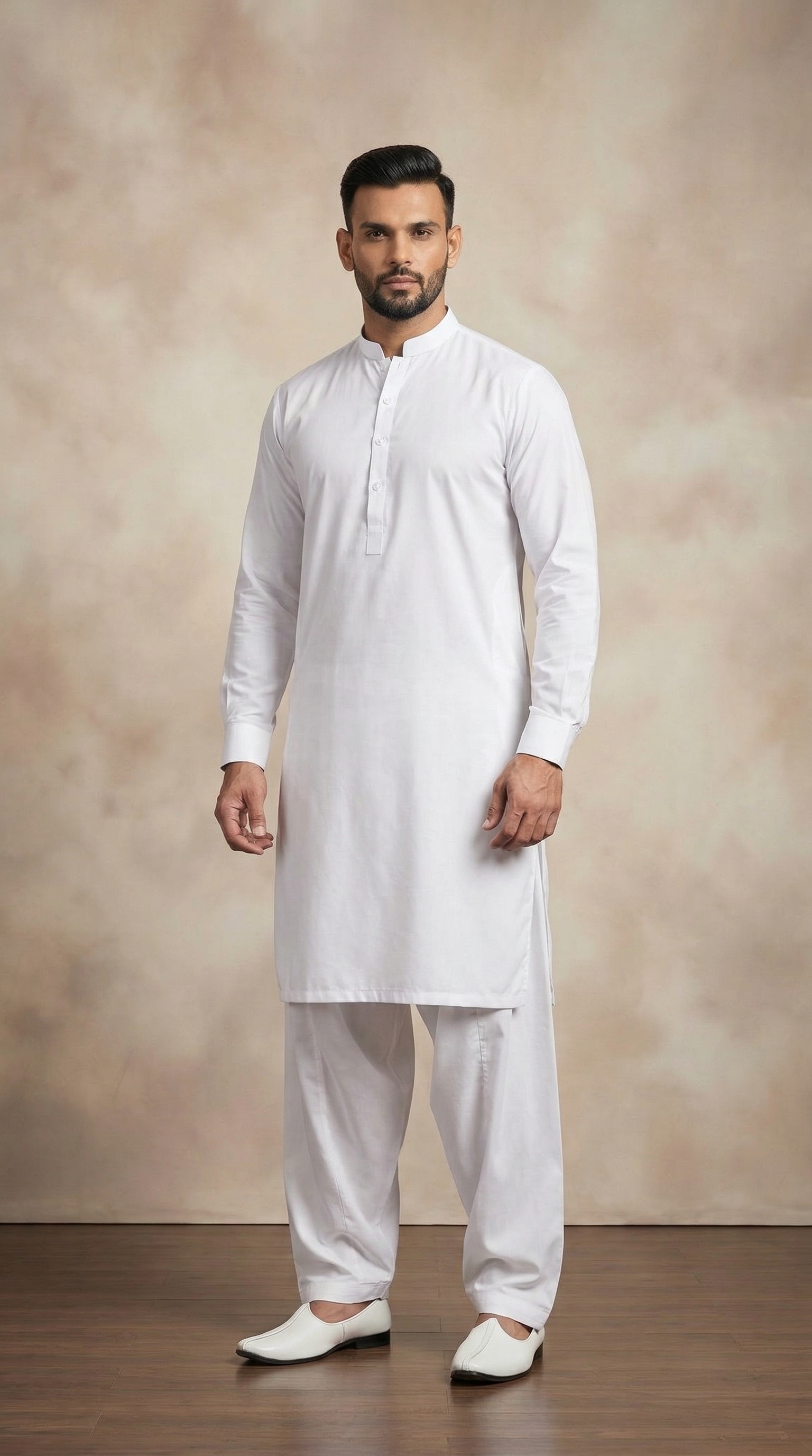 Men’s White Plain Kurta Salwar Set