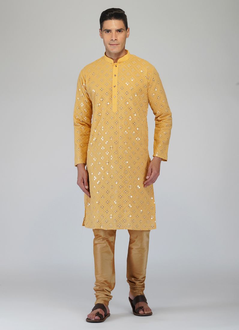 Buy Beige Chikankari Kurta Churidaar Set