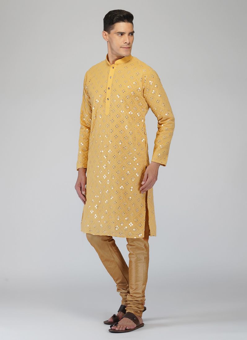 Buy Beige Chikankari Kurta Churidaar Set