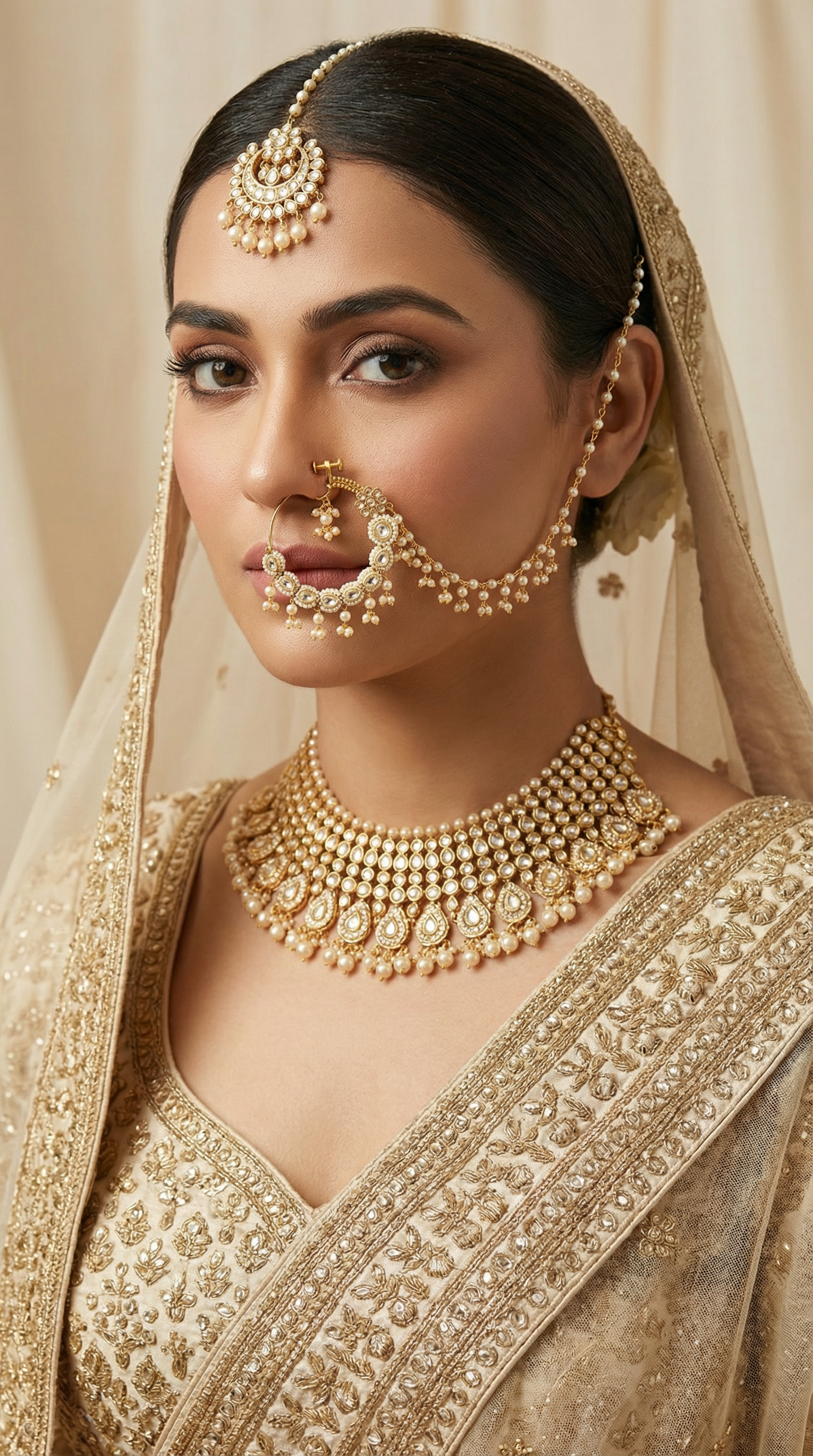 Large Ring Nath with Kundan & Pearl