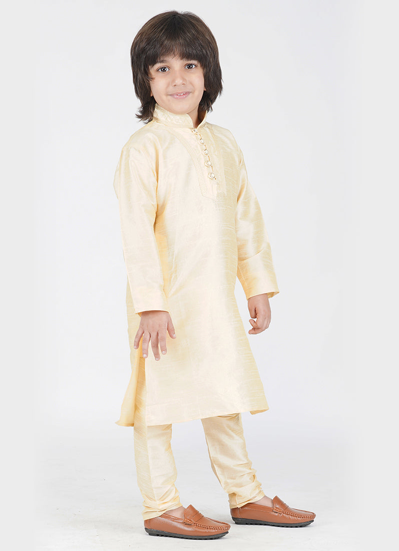 Buy Cream Silk Kurta With Churidaar