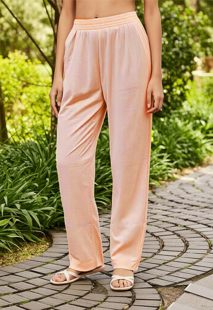 Peach Cotton Trousers