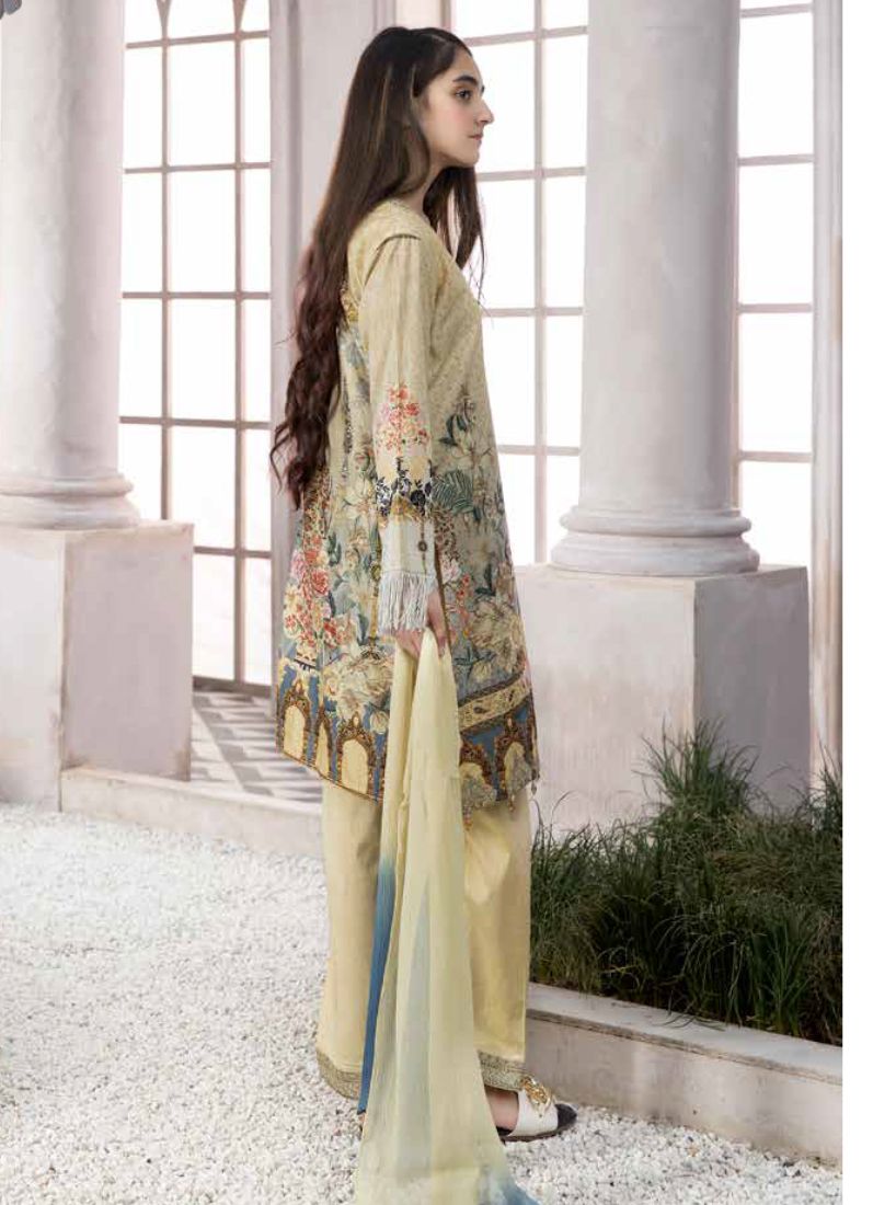 Yellow Embroidered Straight Cut Suit Set